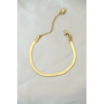316L Çelik Gold Renk İtalyan Zincirli Bileklik - TJ-BB4103
