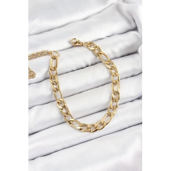 316L Çelik Gold Renk Kalın Zincir Erkek Bileklik - TJ-EB3737