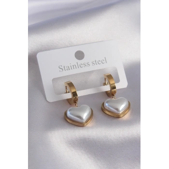 316L Çelik Gold Renk Kalp Model Kadın Küpe - TJ-BKP7458