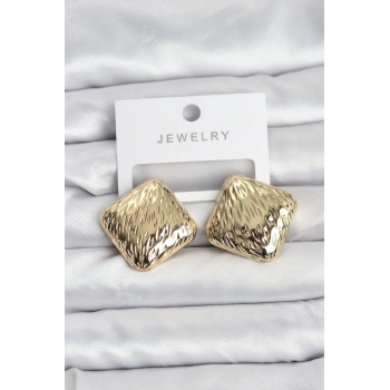 316L Çelik Gold Renk Kare Vintage Kadın Küpe - TJ-BKP11504