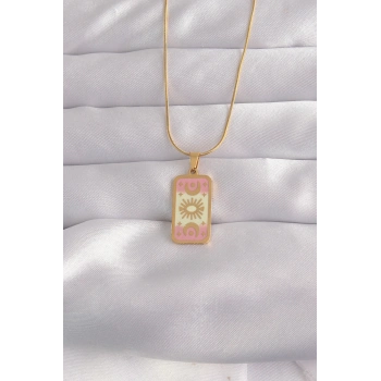 316L Çelik Gold Renk Karışık Mineli Ay Figür Tarot Kolye - TJ-BKO9036