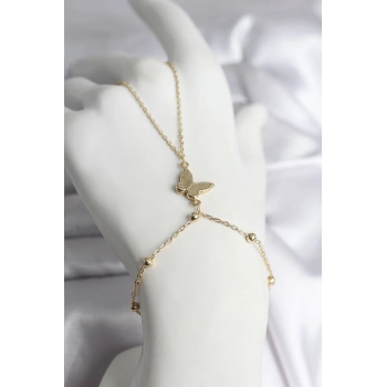 316L Çelik Gold Renk Kelebek Model Kadın Şahmeran - TJ-SN732
