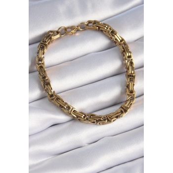 316L Çelik Gold Renk Kral Zincir Model Erkek Bileklik - TJ-EB3693