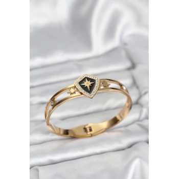 316L Çelik Gold Renk Kutup Yıldızı Kelepçe Bileklik - TJ-BB8068