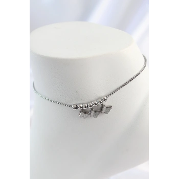 316L Çelik Gold Renk Minimal Kalp Model Renkli Zirkon Taşlı Halhal - TJ-HH1630