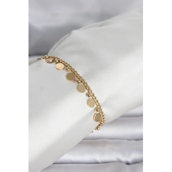 316L Çelik Gold Renk Pullu Model Kadın Bileklik - TJ-BB8383
