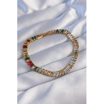 316L Çelik Gold Renk Renkli Su Yolu Tasarımlı Bileklik - TJ-BB6103