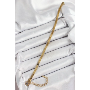 316L Çelik Gold Renk Yassı Zincir Model Kadın Bileklik - TJ-BB7086