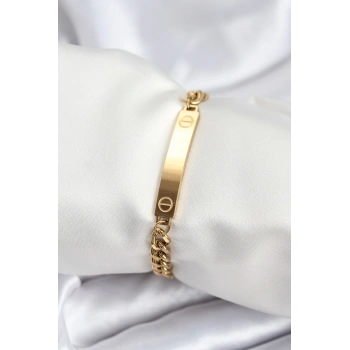 316L Çelik Gold Renk Yazı Yazmaya Uygun Kadın Bileklik - TJ-BB7918