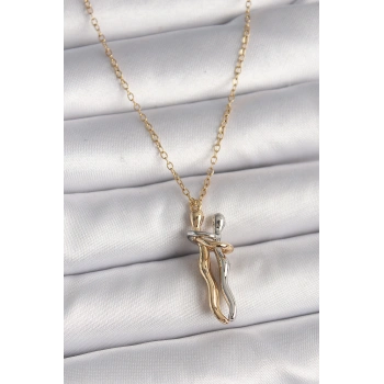 316L Çelik Gold Renk Zincir Renkli Sarılma Model Kadın Kolye - TJ-BKO9765