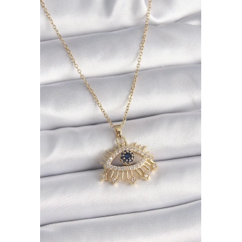 316L Çelik Gold Renk Zincir Zirkon Taşlı Göz Model Kadın Yüzük - TJ-BKO9563