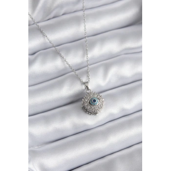 316L Çelik Gold Renk Zirkon Taşlı Göz Model Kadın Kolye - TJ-BKO8169