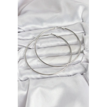 316L Çelik Gümüş Renk 75 mm Halka Küpe - TJ-BKP11509