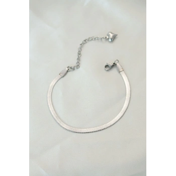 316L Çelik Gümüş Renk İtalyan Zincirli Bileklik - TJ-BB4102