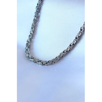 316L Çelik Gümüş Renk Kral Zincir Model Erkek Kolye - TJ-ERK1322