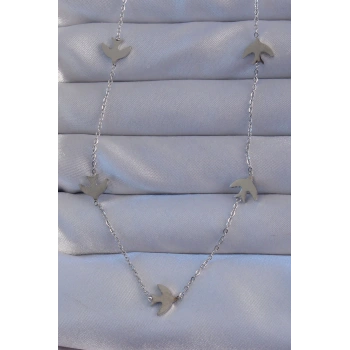 316L Çelik Gümüş Renk Kuş Model Kolye - TJ-BKO8942