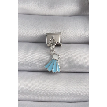 316L Çelik Gümüş Renk Mavi Renk Sallantı Elbise Model Nomination Charm - TJ-BC1101