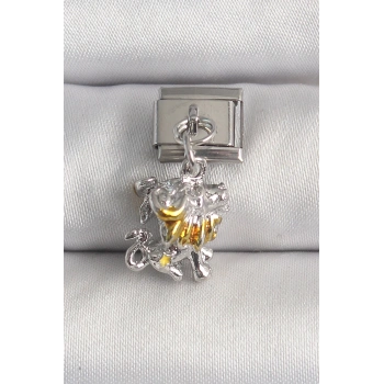 316L Çelik Gümüş Renk Sallantı Aslan Model Nomination Charm - TJ-BC1377