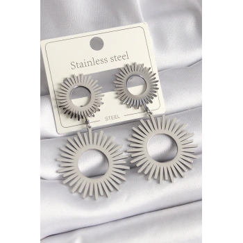 316L Çelik Gümüş Renk Sallantı Güneş Model Kadın Kolye - TJ-BKP9711