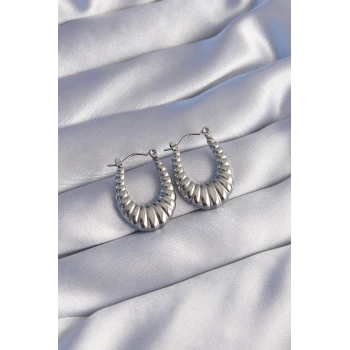 316L Çelik Gümüş Renk Uzun Baklava Görünümlü Küpe - TJ-BKP9049