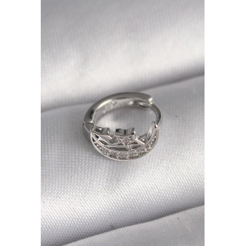 316L Çelik Gümüş Renk Zirkon Taşlı Ay Yıldız Model Tragus Piercing - TJ-PR1323