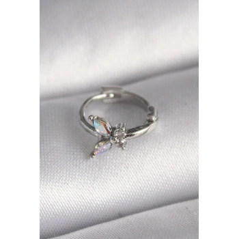 316L Çelik Gümüş Renk Zirkon Taşlı Kelebek Model Tragus Piercing - TJ-PR1327