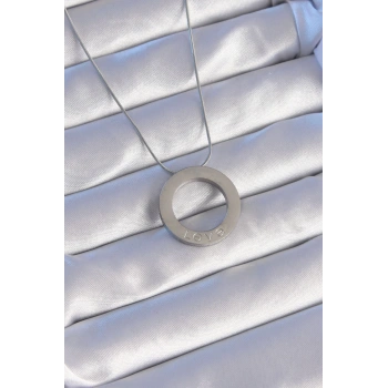 316L Çelik Gümüş Renk Zirkon Taşlı Model Kolye - TJ-BKO8884