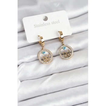 316L Çelik Halka Kelebek Kadın Küpe - TJ-BKP11228