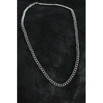 316L Çelik Klasik Oval Zincir Model Gümüş Renk Erkek Kolye - TJ-ERK1390