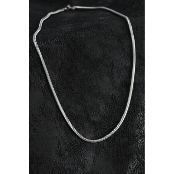 316L Çelik Oval İtalyan Zincir Model Gümüş Renk Erkek Kolye - TJ-ERK1396