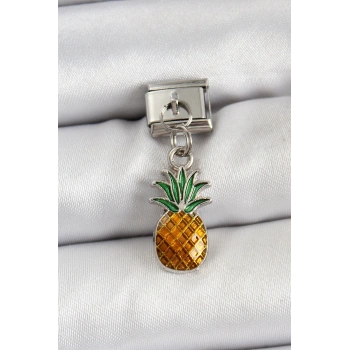 316L Çelik Sallantılı Ananas Model Gümüş Renk Nomination Charm - TJ-BC1468