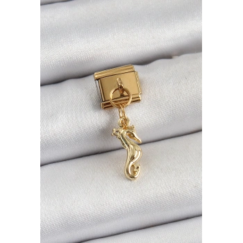 316L Çelik Sallantılı Deniz Atı Model Gold Renk Nomination Charm - TJ-BC1396