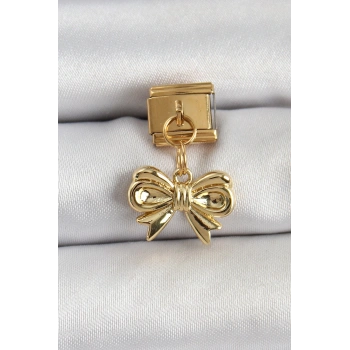 316L Çelik Sallantılı Fiyonk Model Gold Renk Nomination Charm - TJ-BC1412