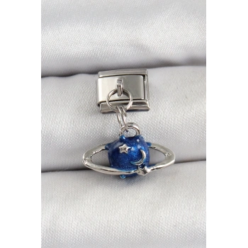 316L Çelik Sallantılı Satürn Model Gümüş Renk Nomination Charm - TJ-BC1470