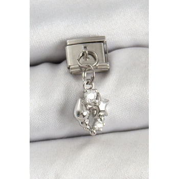 316L Çelik Sallantılı Zirkon Taşlı Deniz Kabuğu Ve Yıldız Model Gümüş Renk Nomination Charm - TJ-BC1459