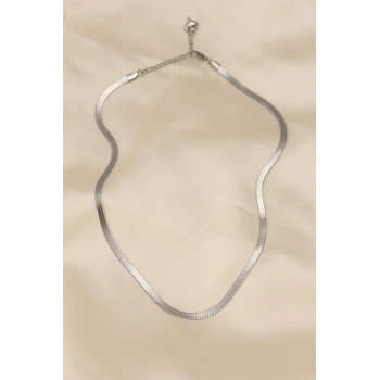 316L Çelik Silver Renk 45 cm İtalyan Zincir Model Kadın Kolye - TJ-BKO5903