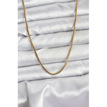 316L Çelik Zincir Gold Renk 60 cm Yılan Zincir Kadın Kolye - TJ-BKO10682