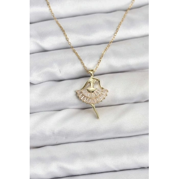 316L Çelik Zincir Gold Renk Balerin Model Kadın Kolye - TJ-BKO10775