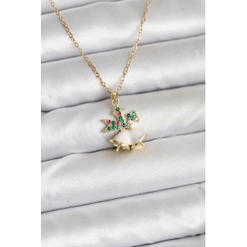 316L Çelik Zincir Gold Renk Chirtsmas Bell Model Yılbaşı Temalı Kadın Kolye - TJ-BKO10706