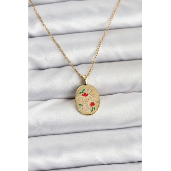 316L Çelik Zincir Gold Renk Fil Figürlü Kadın Kolye - TJ-BKO10754