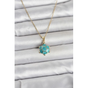 316L Çelik Zincir Gold Renk Kaplumbağa Model Kadın Kolye - TJ-BKO11022