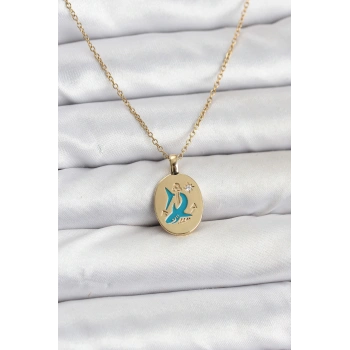 316L Çelik Zincir Gold Renk Shark Figür Kadın Kolye - TJ-BKO10753