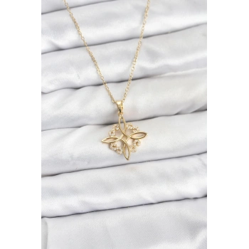 316L Çelik Zincir Gold Renk Sonsuzluk Model Zirkon Taşlı Kadın Kolye - TJ-BKO10873