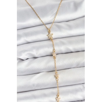 316L Çelik Zincir Gold Renkli Yıldız Model Kadın Y Kolye - TJ-BKO10670