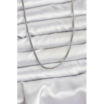 316L Çelik Zincir Gümüş Renk 60 cm Yılan Zincir Kadın Kolye - TJ-BKO10681