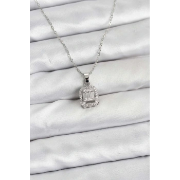 316L Çelik Zincir Gümüş Renk Baget Model Kadın Kolye - TJ-BKO10764