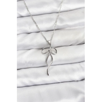 316L Çelik Zincir Gümüş Renk Fiyonk Model Kadın Kolye - TJ-BKO10868