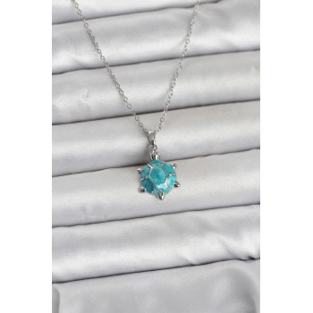 316L Çelik Zincir Gümüş Renk Kaplumbağa Model Kadın Kolye - TJ-BKO11023