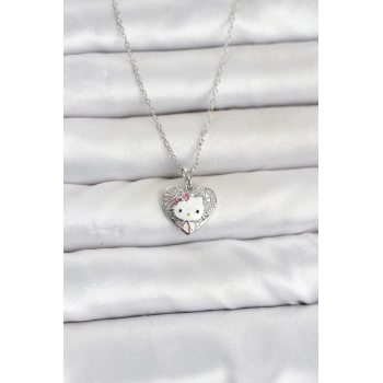 316L Çelik Zincir Gümüş Renk Kitty Model Kolye TJ-BKO11066