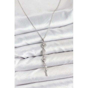 316L Çelik Zincir Gümüş Renk Kutup Yıldızı Enerji Model Kadın Y Kolye - TJ-BKO10673